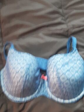 Victoria's Secret Blue Lace Underwire Bra with Pink Accent
